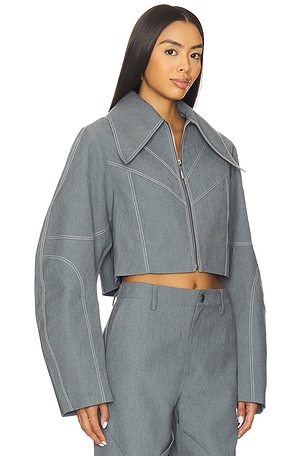 Kate Barton Specialty Denim Paneled Jacket in Grey