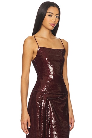 Kate Barton Sequin Column Tank Top in Burgundy