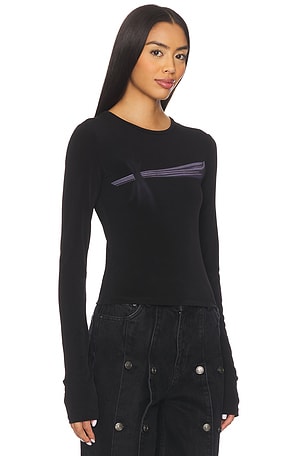 Kate Barton Illusion Print Long Sleeve Top in Black