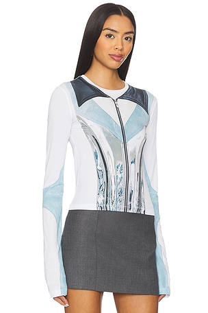 Kate Barton Illusion Print Long Sleeve Top in White