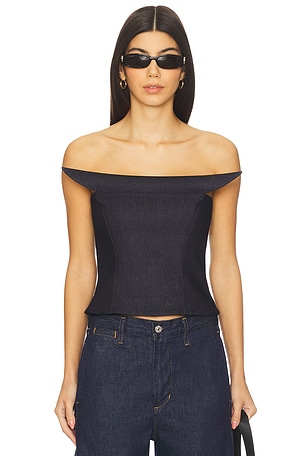 Symmetrical Sculpted Denim Corset Top Kate Barton