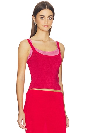 Kate Barton Kb Layered Tank Top in Red,Fuchsia
