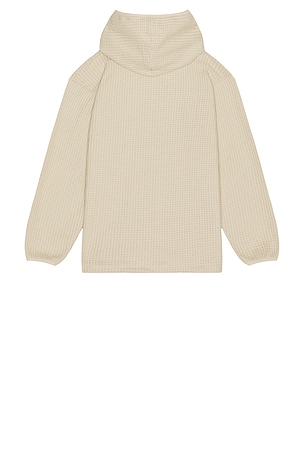 KAPPY DESIGN Waffle Button Hoodie in Cream