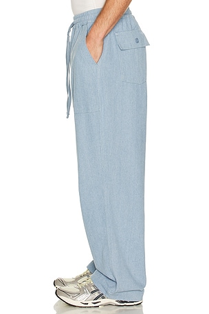 KAPPY DESIGN PANTALON EN DENIM FATIGUE STRIPE en Bleu