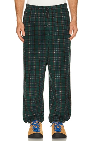 KAPPY DESIGN Fleece Check String Pants in Green