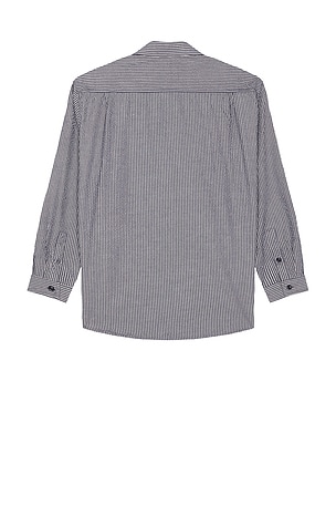 KAPPY DESIGN Stripe Pocket Work Shirt in Blue
