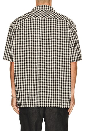 KAPPY DESIGN Gingham Check Linen Shirt in Black