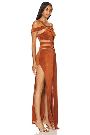 Khanums Slinky Maxi Dress in Orange