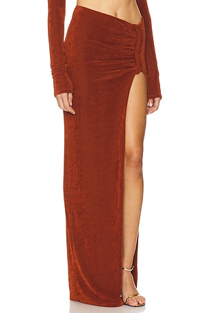 Khanums Slinky Maxi Skirt in Orange