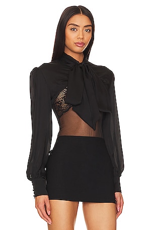 Kiki de Montparnasse Pussy Bow Shrug in Black