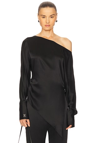 Off Shoulder Monogram Silk Top Kiki de Montparnasse