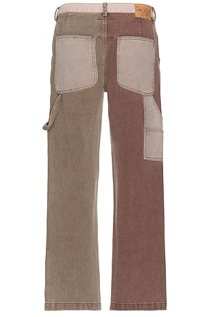 KidSuper Patchwork Face Double Knee Pants in Brown