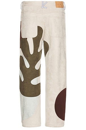 KidSuper Suede Patchwork Pants in Beige