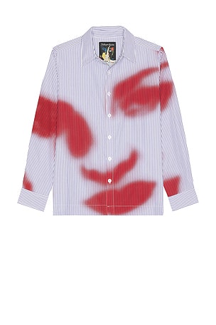 Blurry Face Airbrush Striped Button Up Shirt KidSuper