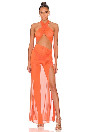 kim shui brown mesh dress House of CB Chocolat Halter Midi Bandage Dress – CNB Dress Hire