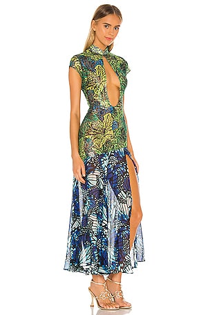 Kim Shui Lace Butterfly Dress in Green