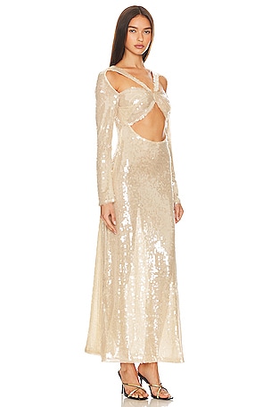 Kim Shui Pailette Cut Out Gown in Metallic Neutral