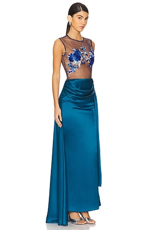 Kim Shui Satin Gown in Teal