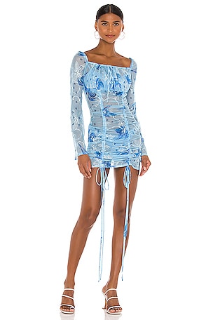 blue sheer mini dress Hire CULT NAKED Blu Moon Mini Dress in Sky Blue Sheer – SUSTAINABLY. The  Dress Hire main image 1