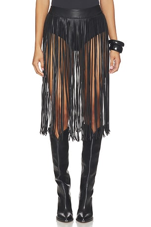 Kim Shui Short With Side Fringe in Black