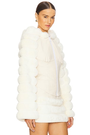 Kim Shui Faux Fur Hooded Jacket in Cream