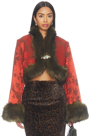 Moon Silk Brocade Cropped Jacket Kim Shui