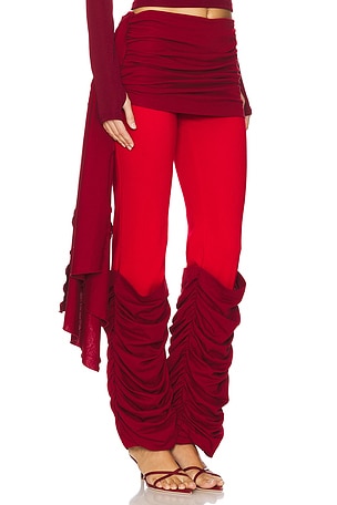 Kim Shui Pants With Leg Warmer in Red