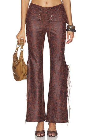 Kim Shui Lace Up Pant in Brown