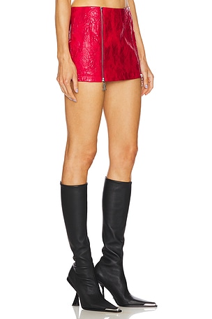 Kim Shui Mini Skirt With K Zipper in Red