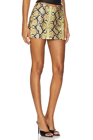 Kim Shui Snakeskin Mini Skirt in Tan. Size XS. Also