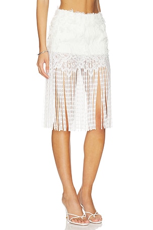Kim Shui Fringe Skirt in White