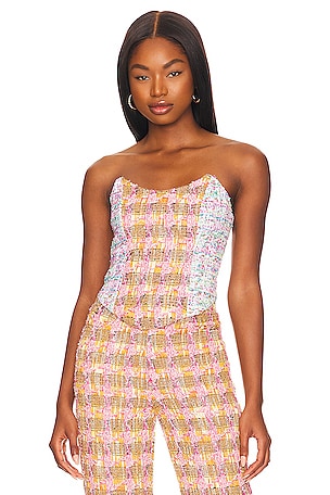 Kim Shui Combo Tweed Bustier in Multi | REVOLVE