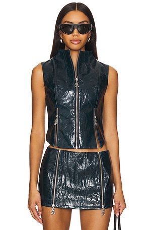 Faux Leather Bustier With K Zipper Kim Shui