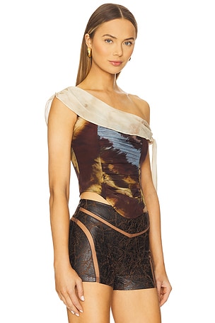 Kim Shui Jake Silk Top in Brown