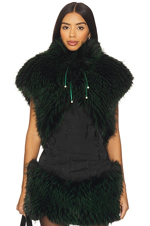 Lina Faux Fur Green Vest Top Kim Shui