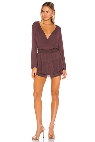 krisa Smocked Surplice Dress in Spice REVOLVE - Main Image
