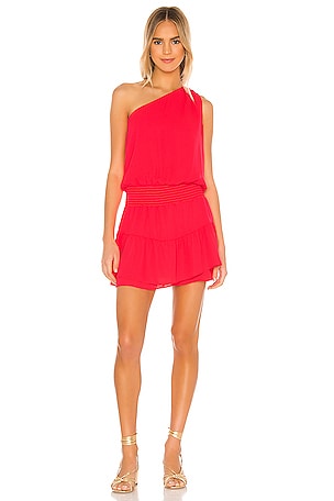 krisa one shoulder ruffle dress krisa One Shoulder Ruffle Mini in Desire