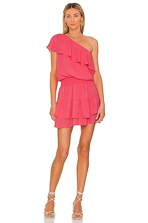 krisa one shoulder ruffle mini dress krisa One Shoulder Ruffle Mini Dress in Lavender