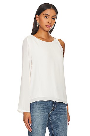 krisa One Sleeve Infinity Blouse in Cream