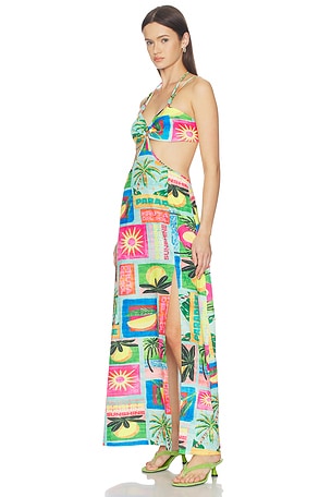 Kulani Kinis Beaded Cut Out Maxi Dress in Teal,Pink