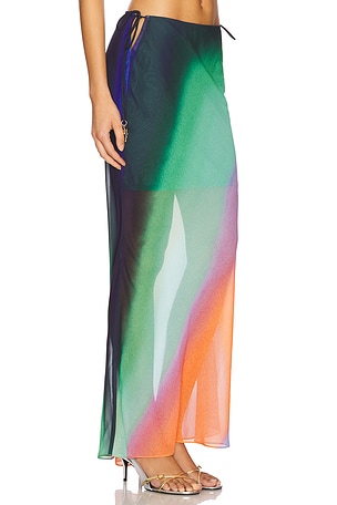 Kulani Kinis Chiffon Tie Side Maxi Skirt in Green