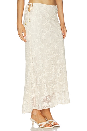 Kulani Kinis Lace Side Tie Maxi Skirt in Ivory. Size XS. Also