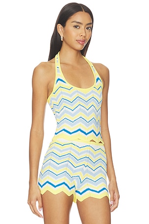 Kulani Kinis Chevron Knit Halter Tank Top in Yellow, Blue