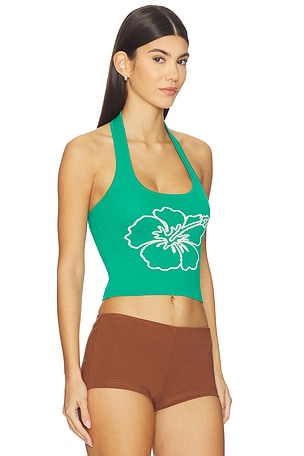 Kulani Kinis Knit Halter Tank Top in Green
