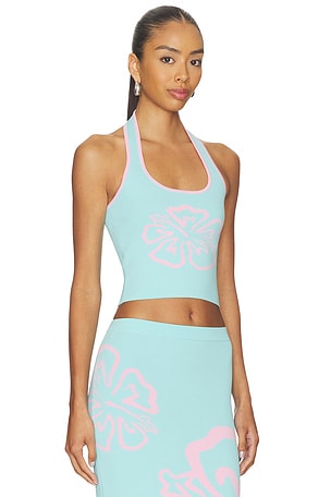 Kulani Kinis Knit Halter Top in Baby Blue