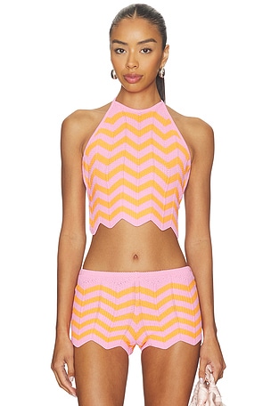 Chevron Knit Halter Crop Top Kulani Kinis