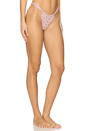 Kulani Kinis Ruched Thong Bikini Bottom in Orange
