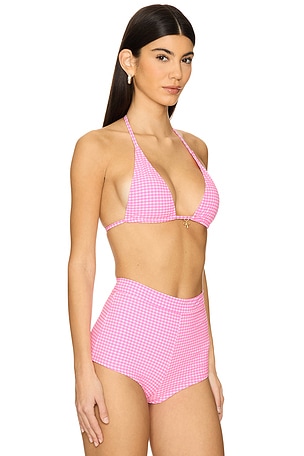 Kulani Kinis Classic Tie Halter Bikini Top in Pink