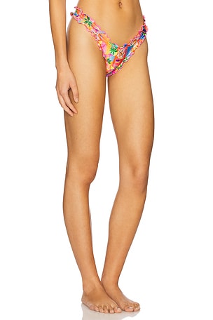 Kulani Kinis Lettuce Edge Thong Bikini Bottom in Orange