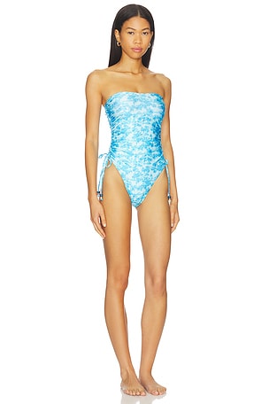 Kulani Kinis Ruched Bandeau Classic Cut One Piece in Blue